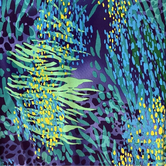 Evan Picone Teal & Blue Pattern Summer Dress | 6 - Picture 2 of 6